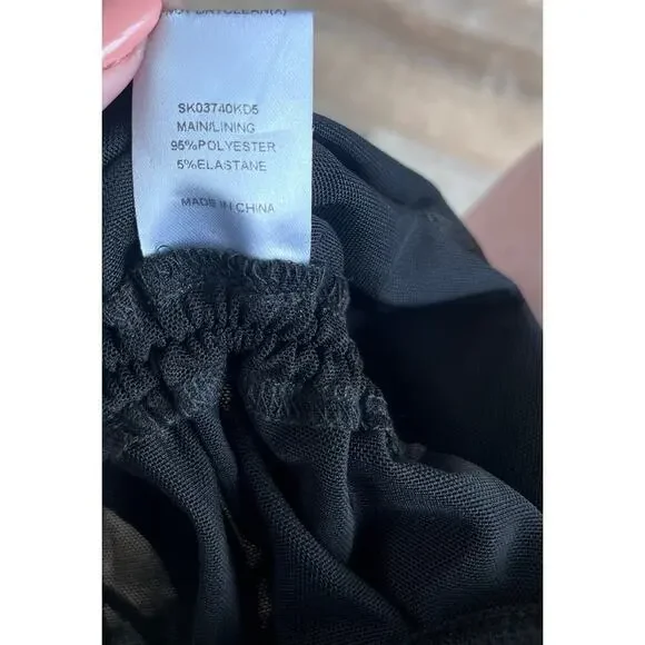 NWT - Meshki Lindsay Black Ruched Side Mesh Skirt Size M - Picture 6 of 7